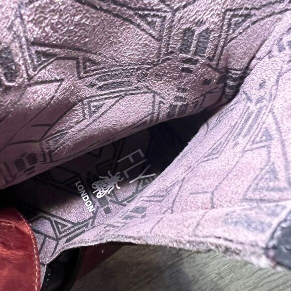 Fly London Burgundy Leather‎ Combat Boots Chunky Platform Heel Lace-Up Military - Picture 6 of 9